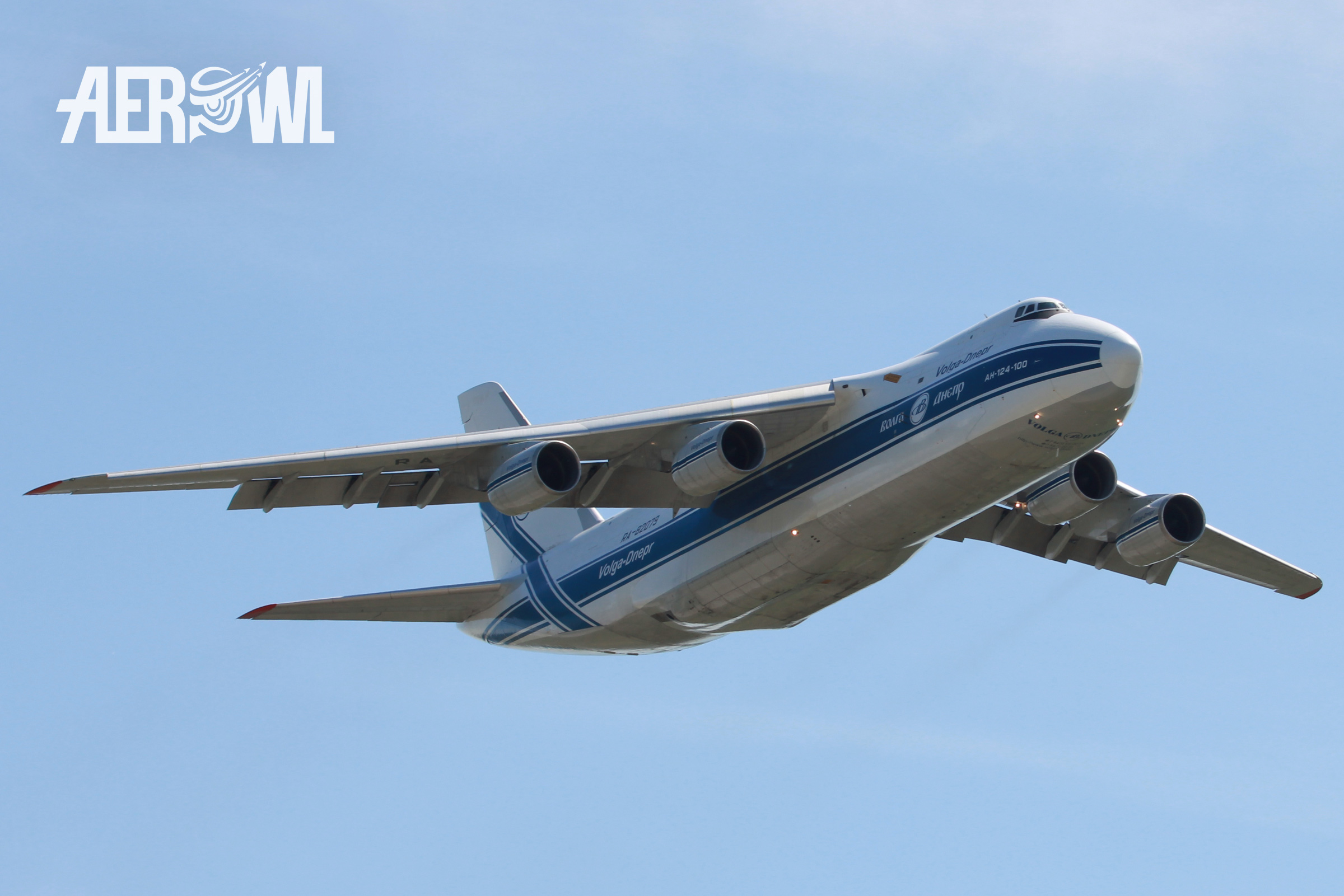 Fly by of an Russian Antonow An-124 Ruslan at the ILA 2014 at the BER airport in Berlin/Brandenburg, Germany.