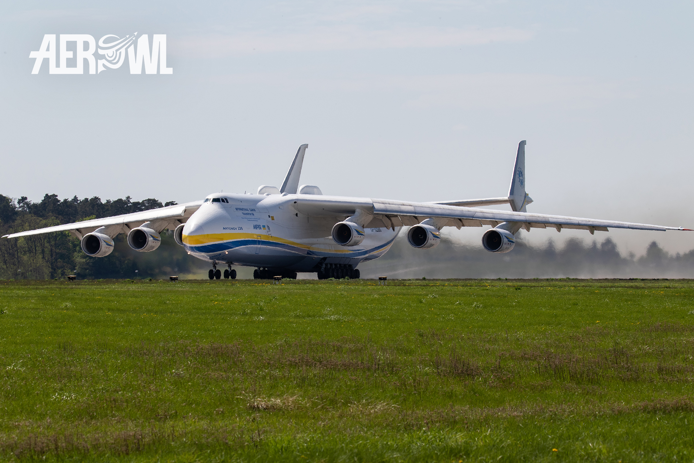The legendary Antonow An-225 "Mriya" takes off during the ILA 2018 at the BER airport in Berlin/Brandenburg, Germany.