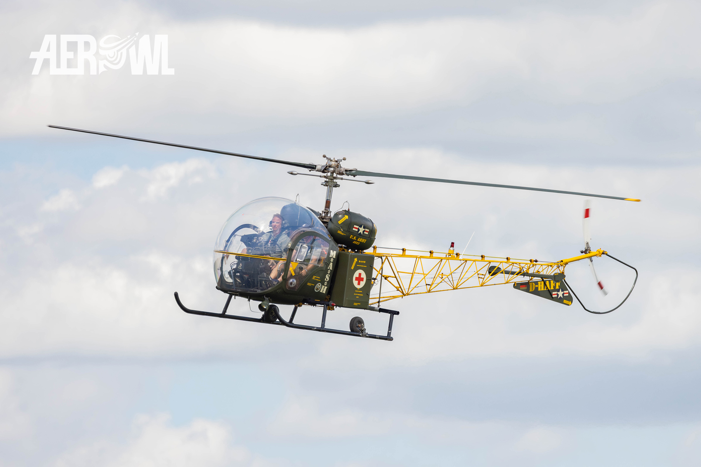 A Bell 47G3-B1 during the Stearman&Friends2024 at the Bienenfarm near to Berlin.