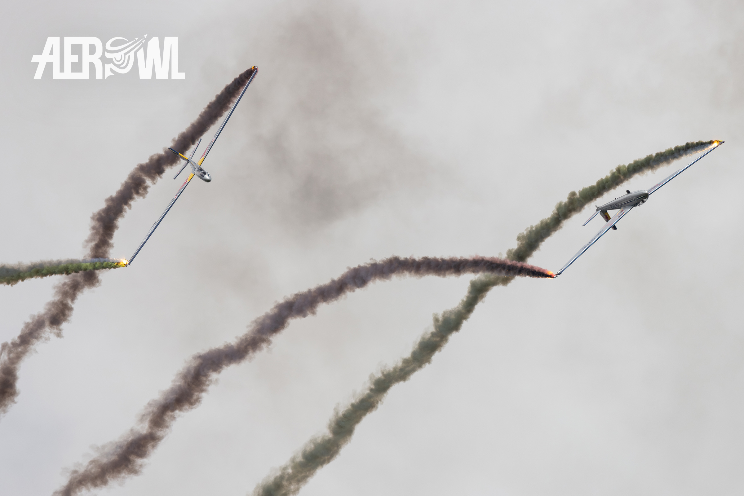 Stunning glider air display of the Team-Blanix (Flying Bulls) during the AirPower24 over the Hinterstoisser air base in Austria.