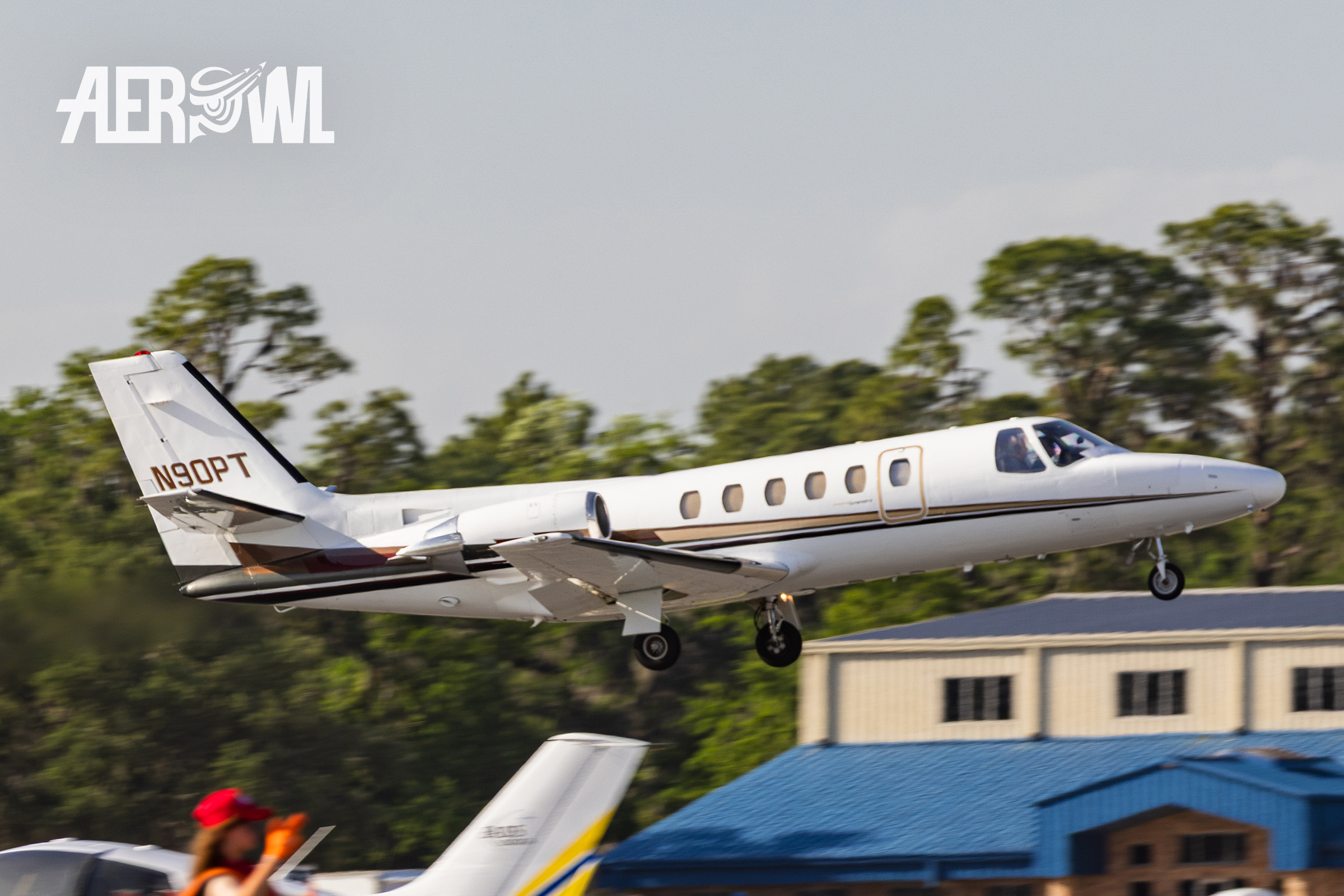 A twin turbine engine the Cessna 550 Citation II-S business jet takes off for home during Sun'n Fun 2025 in Lakeland, Florida.