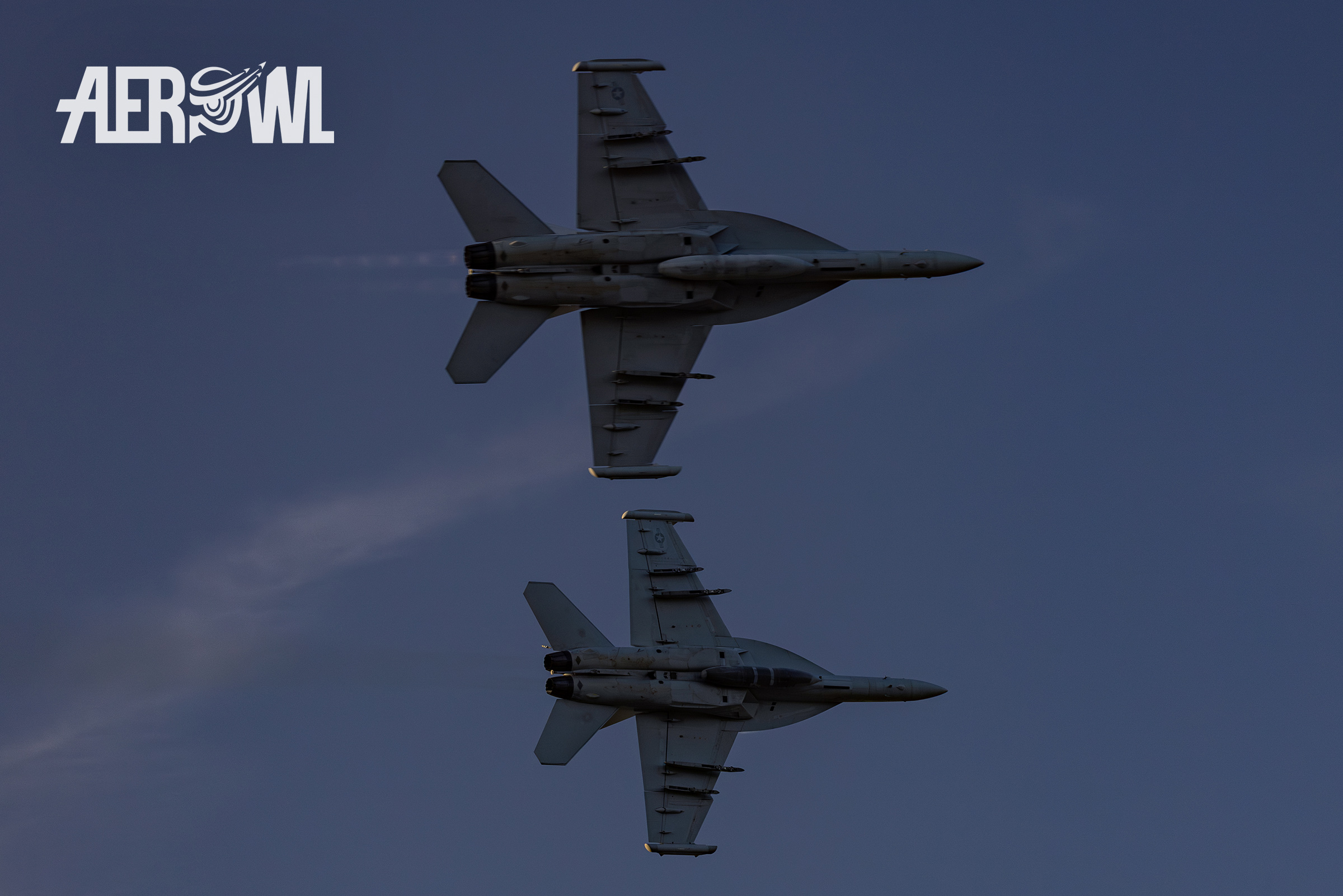 The two Boeing EA-18 Growler (F/A-18F Hornet) with after burner were one of the hightlights of the evening air display at the Sun´n Fun 2025 in Lakeland, Florida.