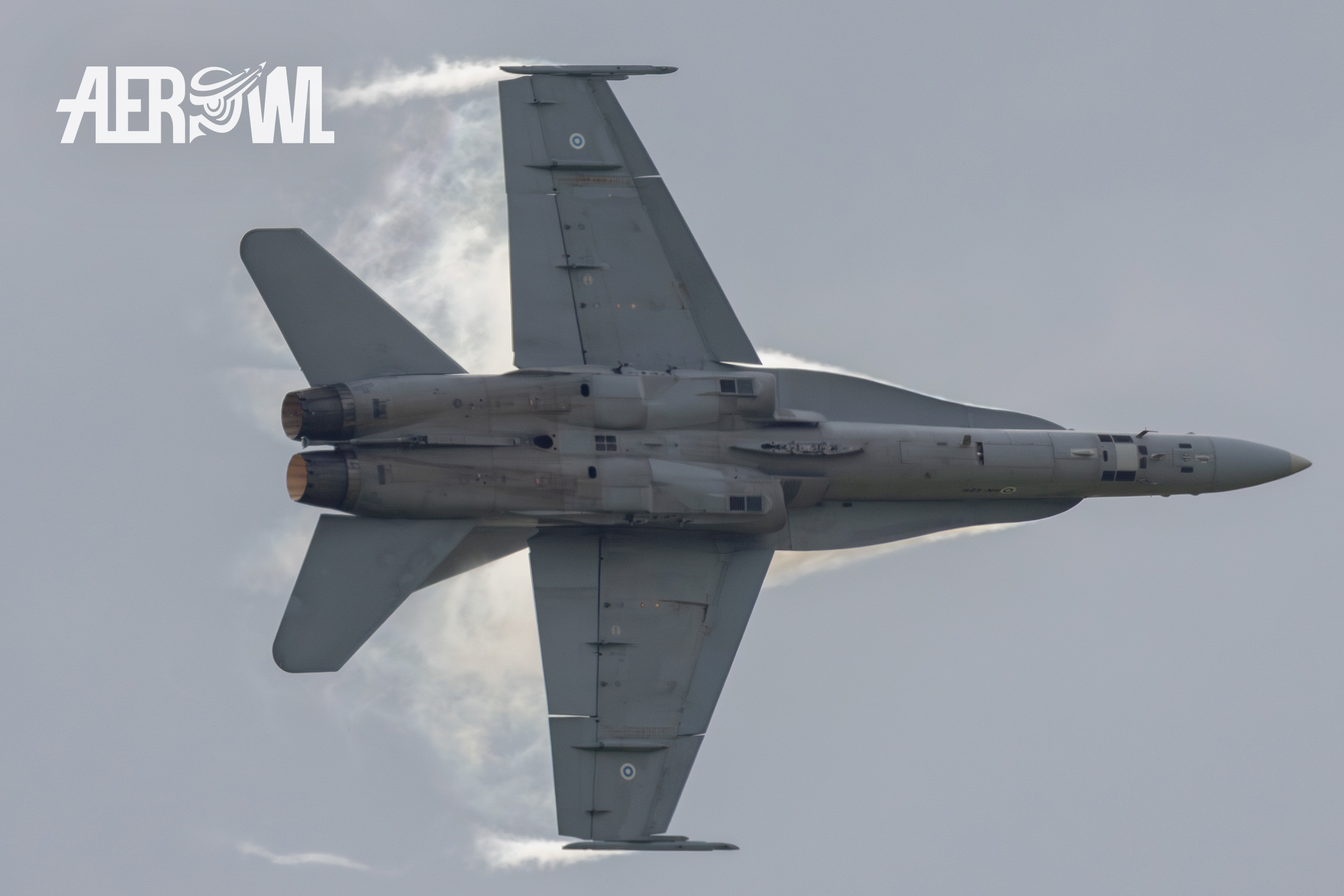 A Finish Air Force Boeing F/A-18C Hornet pulling hard during the AirPower24 in Zeltweg, Austria.