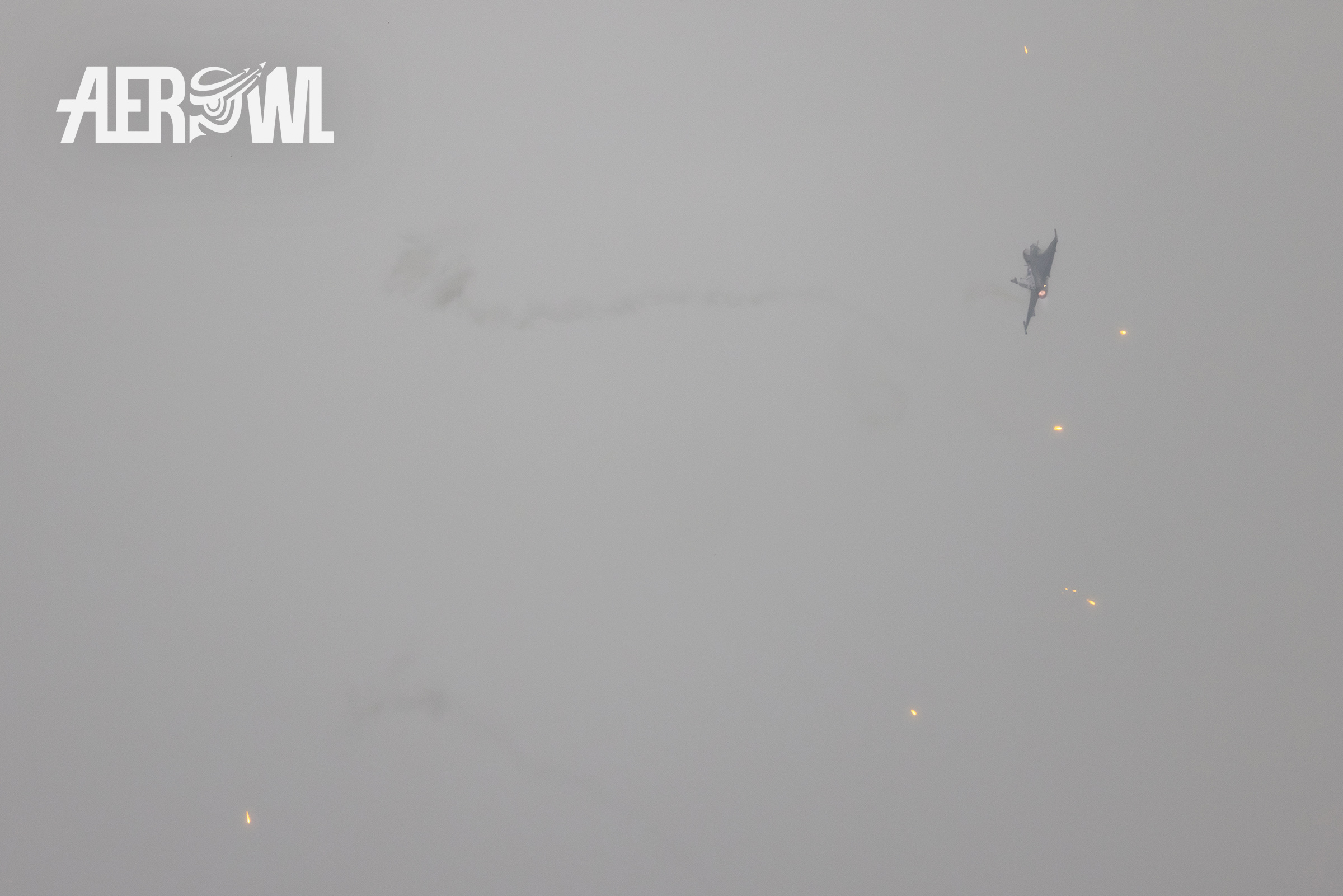 Saab JAS-39C Gripen (9242) of the Czech Air Force deploying flares during its flight demonstration at AirPower24 in Zeltweg, Austria.