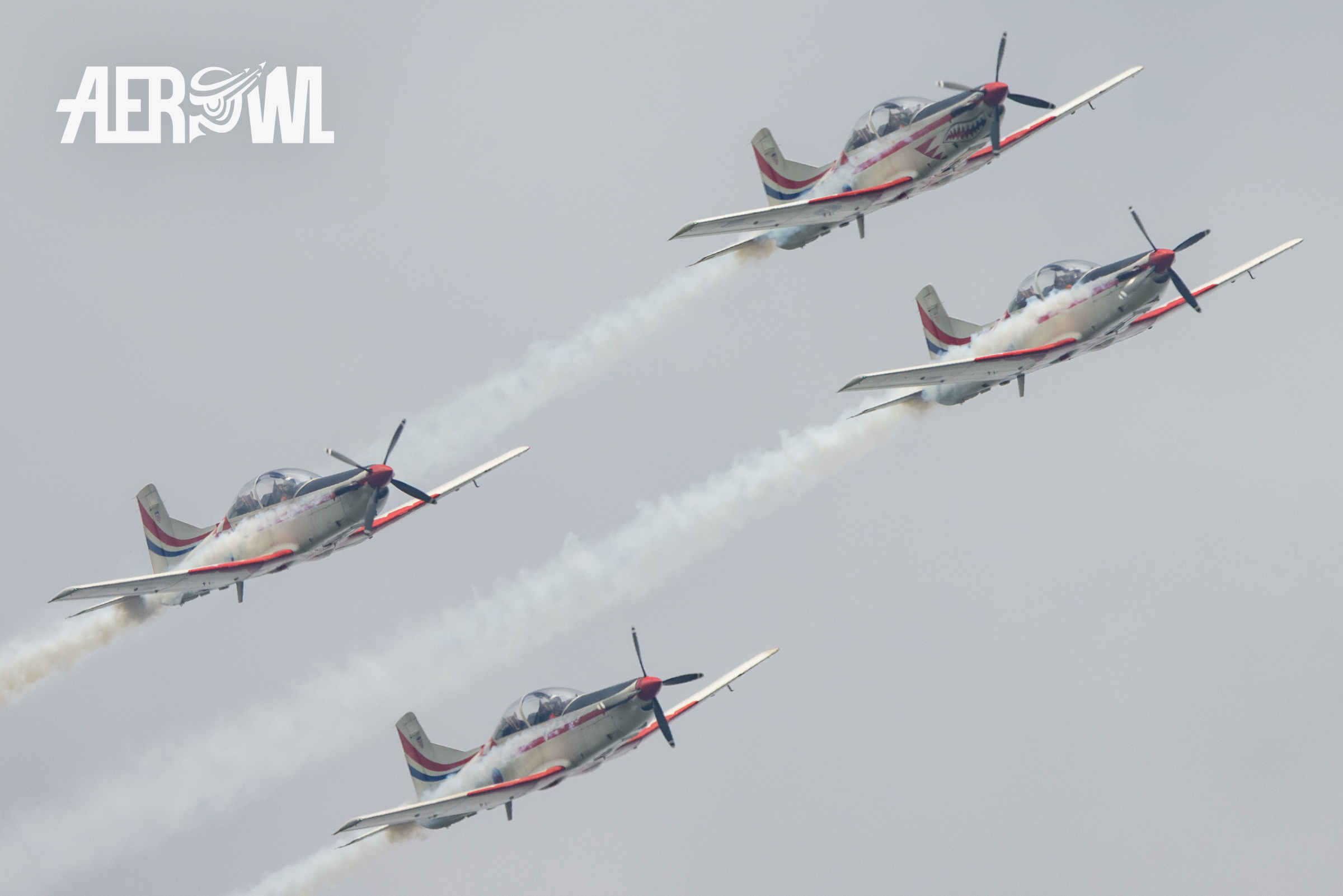 Four Pilatus PC-9 of the Croatian Air Force team Krila Oluje - Wings of Storm at the AirPower24 in Zeltweg, Austria.