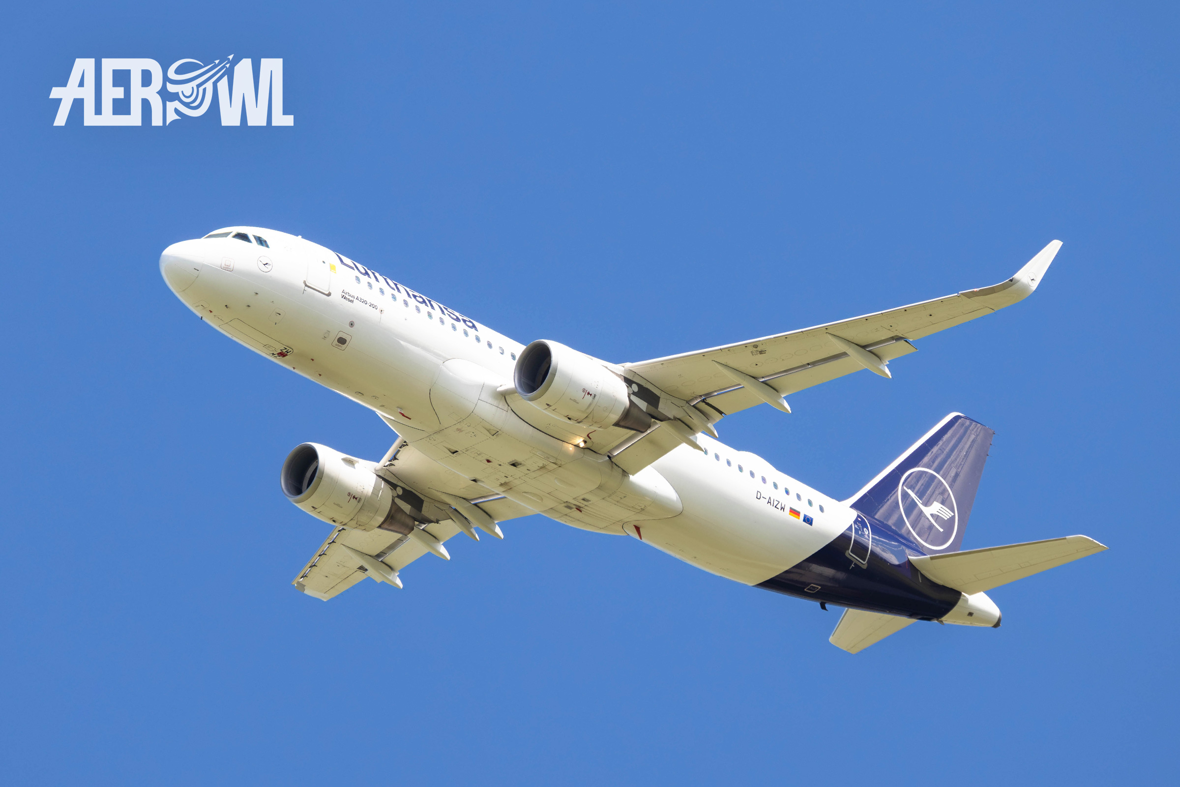 A Lufthansa Airbus A-319 "Wesel" (D-AIZW) take off at the BER airport Berlin Brandenburg, Germany in 2023.