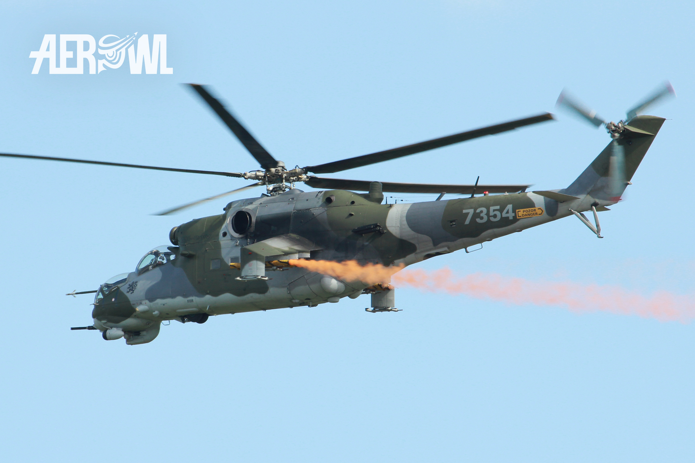 A Mil Mi-24V Hind static display from the Czech Air force at the ILA 2014 on the BER airport Berlin-Brandenburg in Germany.