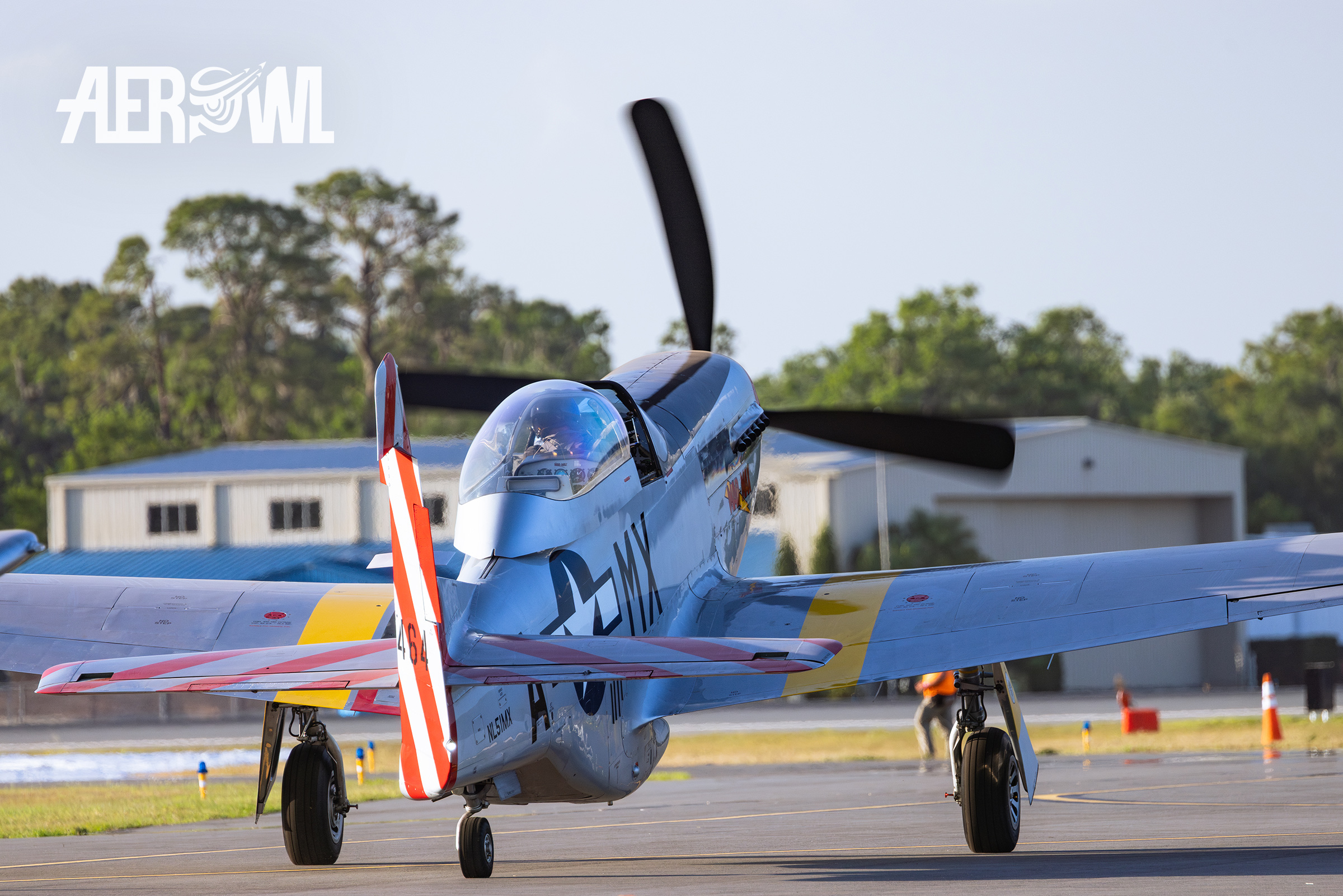 North American P-51D Mustang "Mad Max" waiting for its start during the Sun´n Fun 2025 in Lakeland, Florida.