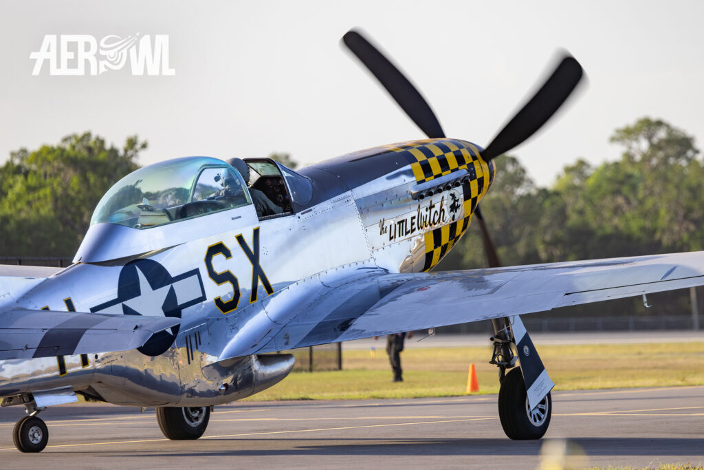The North American P-51 Mustang "the little witch" ready to start at the Sun´n Fun 2025 in Lakeland, Florida.