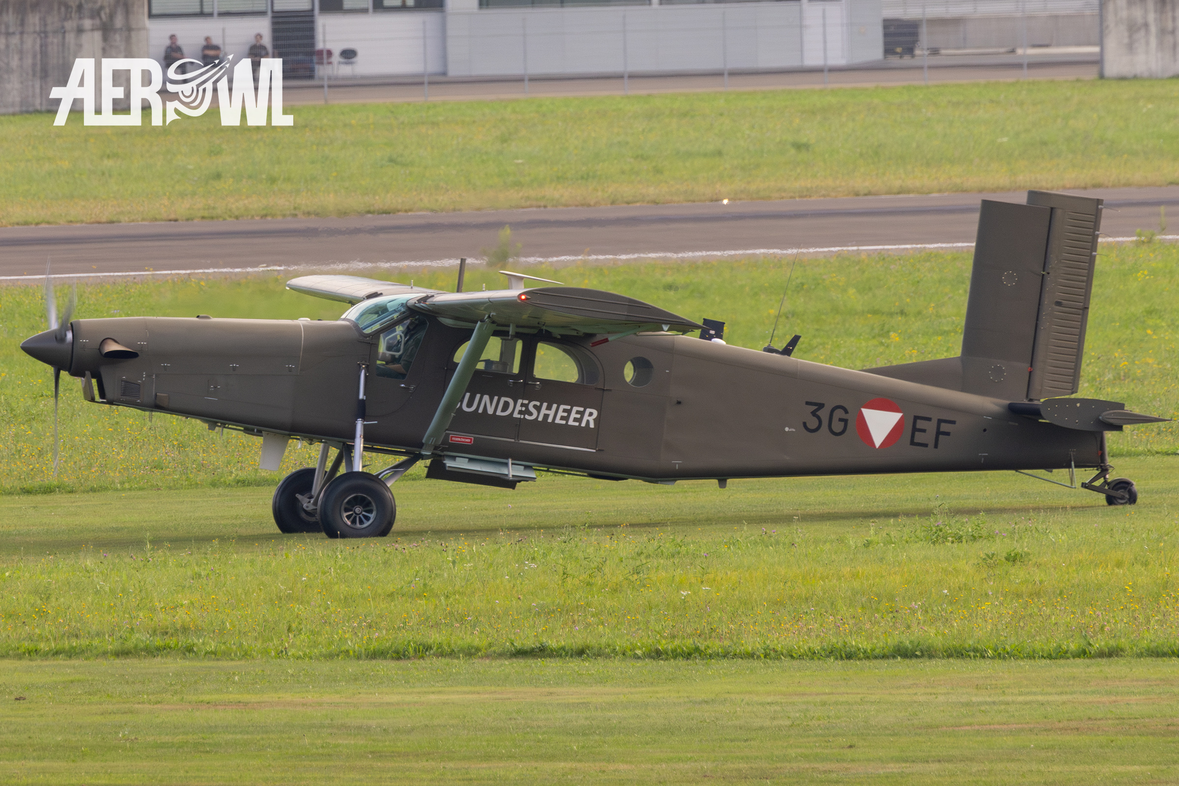 An Austrian Pilatus PC-6 lands at the Hinterstoisser air base its air display the AirPower24 in Zeltweg, Austria.