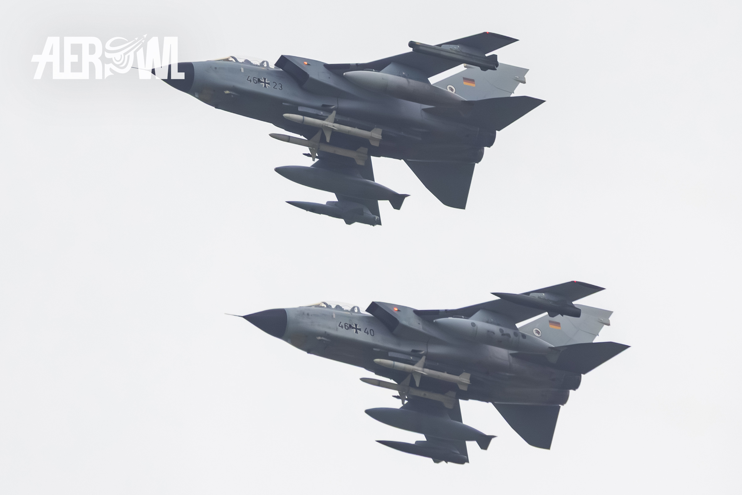 Two Tornado ECR of the Luftwaffengeschwader 51 „Immelmann“ during the German Armed Forces Day (Tag der Bundeswehr) 2025 in Jagel, Schleswig-Holstein, Germany.