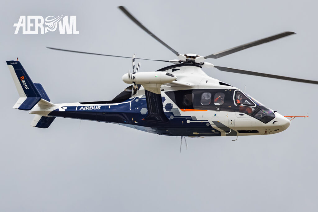 Fast fly by of the Airbus Helicopters Racer High Speed Demonstrator during the ILA Berlin 2026 at the BER Airport Berlin Brandenburg.