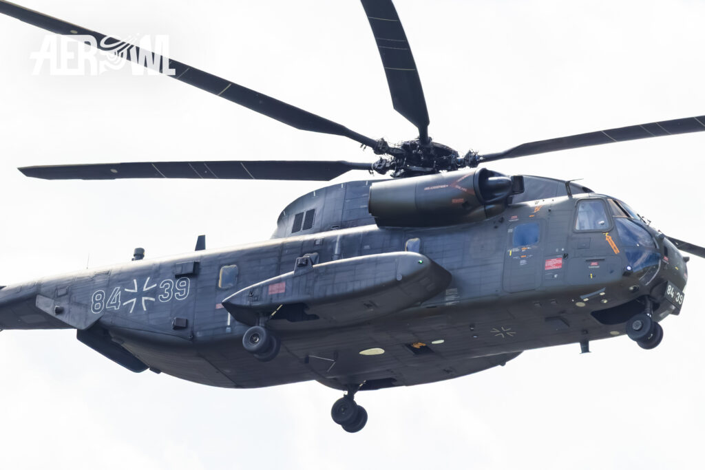 The CH-53GA on the flight line prior to its solo air show during the Tag der Bundeswehr 2026 at Fliegerhorst Laage in Germany.