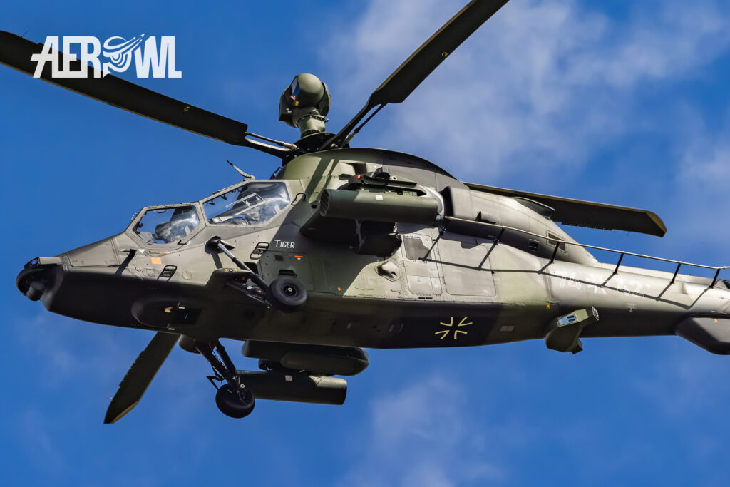 The Eurocopter EC 665 Tiger UHT during it´s display.That was the first air display at this morning at the ILA Berlin 2026 at the BER Airport Berlin Brandenburg.