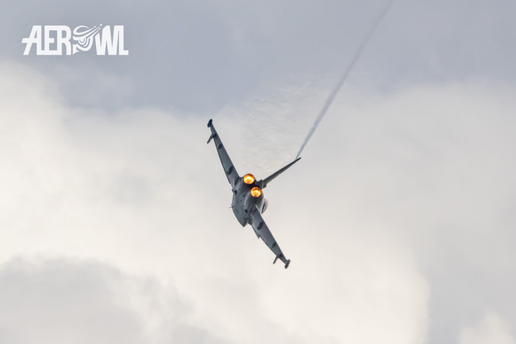 A Eurofighter Typhoon narrowly escaped with its afterburner fully engaged during the Tag der Bundeswehr 2026 at Fliegerhorst Laage -Tactical Air Force Wing 73 in Germany.