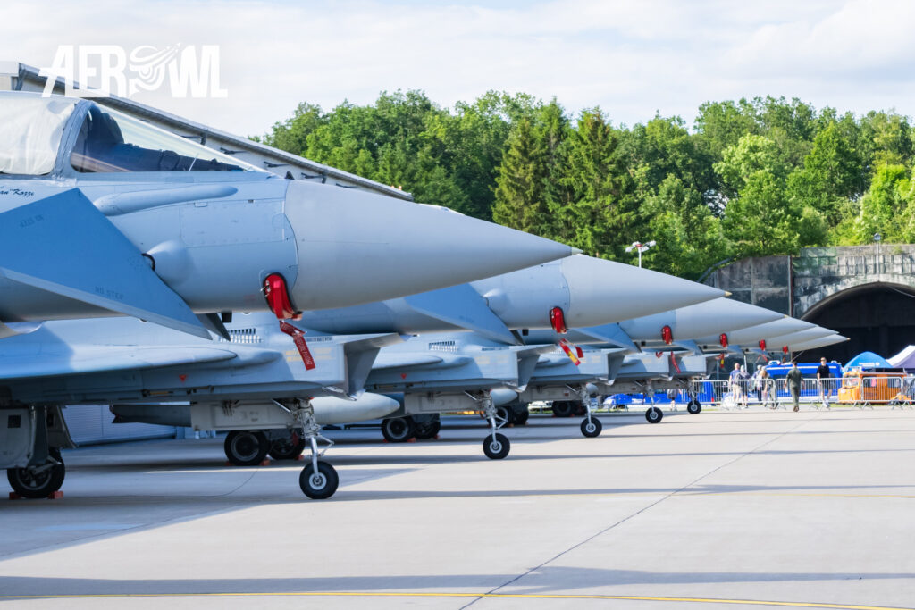 A huge fleet of Typhoons parked at Fliegerhorst Laage - Tactical Air Force Wing 73 - during theTag der Bundeswehr 2026 in Germany.