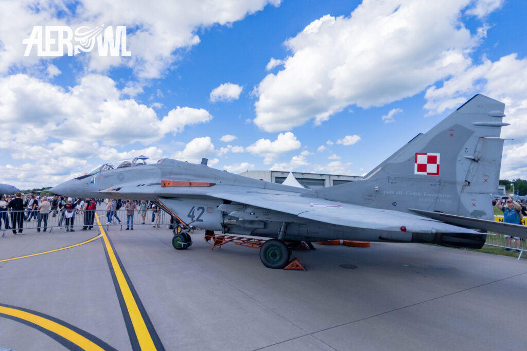 A Polish Air Force Mikoyan-Gurevich MiG-29UB Fulcrum B at the Fliegerhorst Lage during the Tag der Bundeswehr 2026.