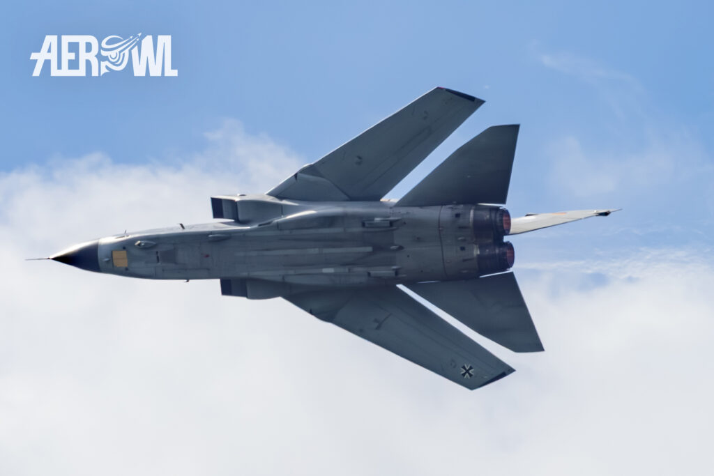 A Tornado IDS demonstrating a tactical pitch turn during the Tag der Bundeswehr 2026 at the Fliegerhorst Laage - Tactical Air Force Wing 73 in Germany.
