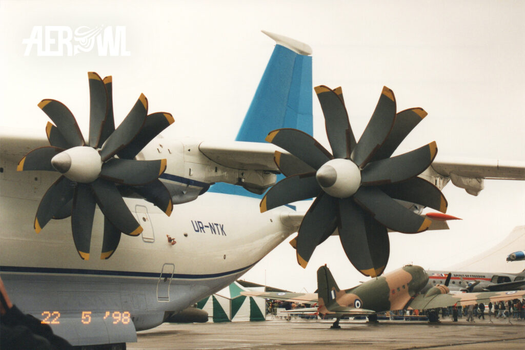 Each of the four Ivchenko-Progress D-27 propfan engines produces 10,440 kW of power for the An-70.