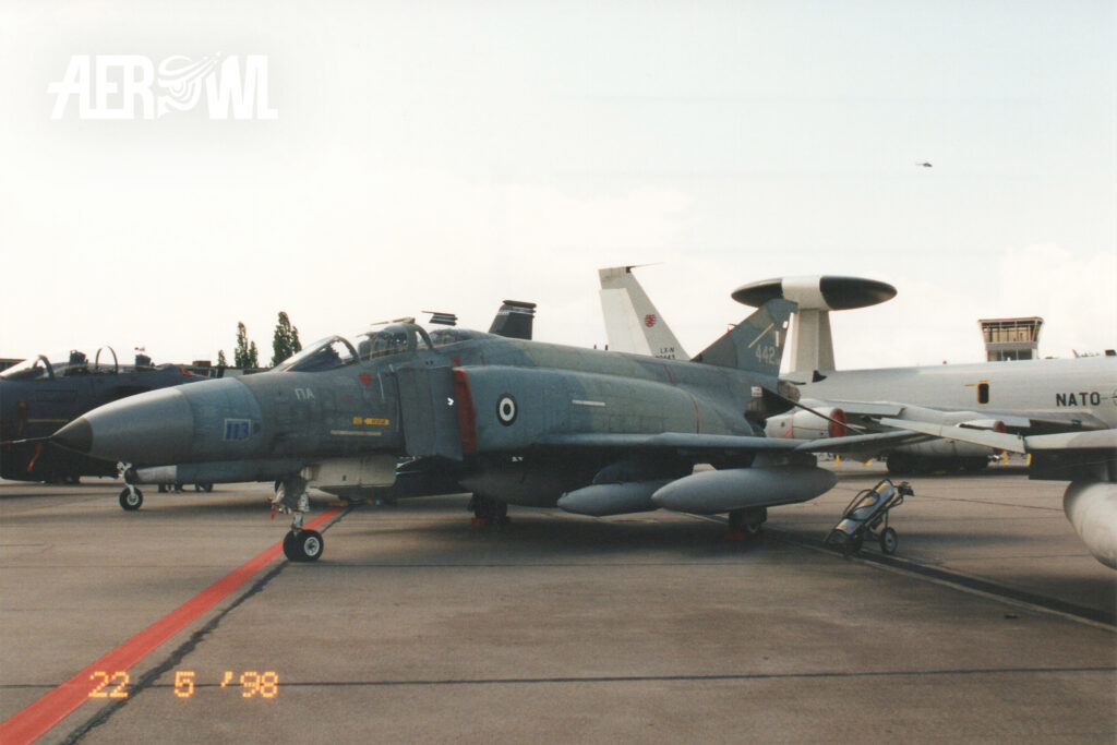 McDonnell Douglas F-4E Phantom II of the Hellenic Air Force on static display during ILA 1998 in Berlin-Schönefeld.