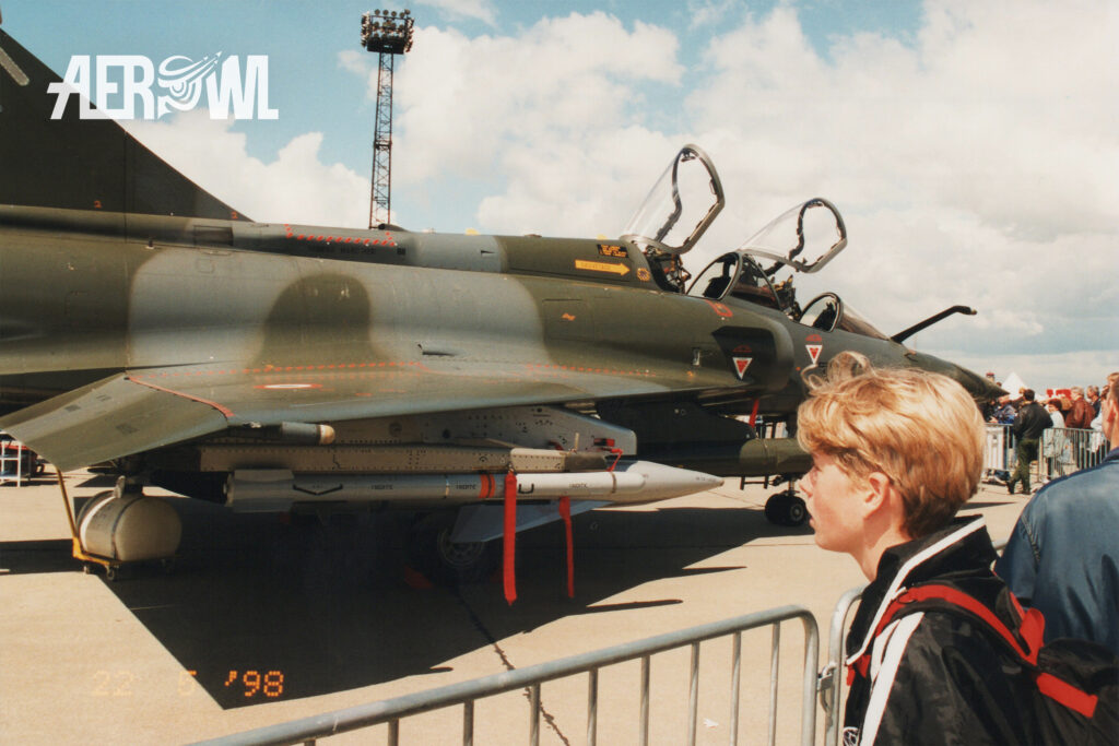 A French Air Force (Armée de l'Air) Mirage 2000N in camouflage on static display at ILA 1998 in Berlin-Schönefeld.