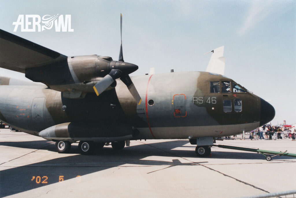 A Italian Alenia G 222 parkting at the ILA Berlin 1998 at the Flughafen Berlin-Schönefeld.